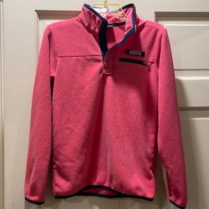 Girls Columbia Snap Fleece Pullover (M) Pink/Blue